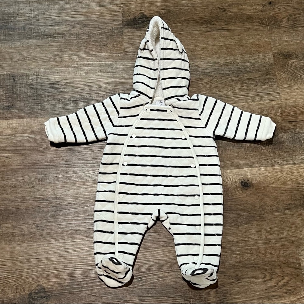 Nordstrom Baby Winter Onesie Striped Lined Hooded Cold Weather Boy Girl Jacket